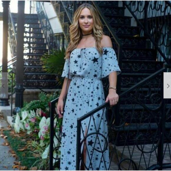Lovers + Friends Celestial Star Maxi Dress Off-Shoulder Slit — Rare - Picture 1 of 8